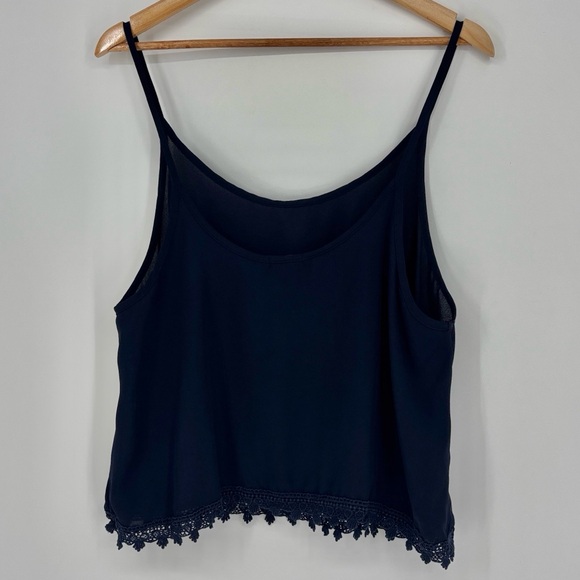 Stoosh Semi Sheer Spaghetti Strap Tassel Crop Top Women’s Size XL in Navy Blue - Picture 7 of 7